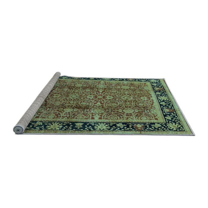 Sideview of Machine Washable Oriental Light Blue Industrial Rug, wshurb3053lblu