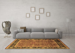 Machine Washable Oriental Brown Industrial Rug in a Living Room,, wshurb3053brn