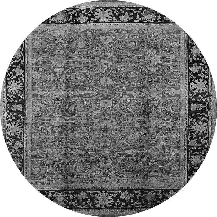 Round Machine Washable Oriental Gray Industrial Rug, wshurb3053gry