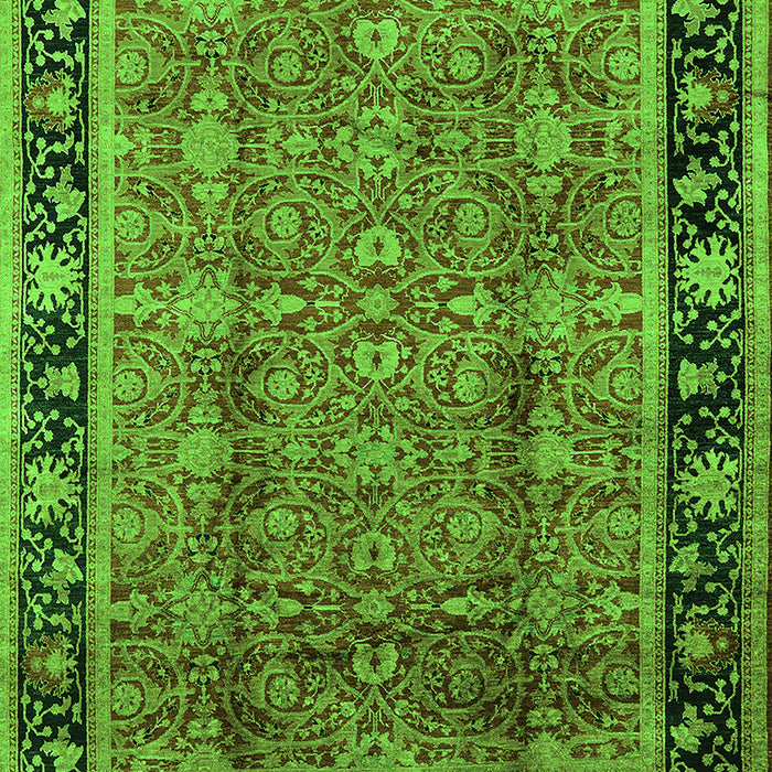 Machine Washable Oriental Green Industrial Area Rugs, wshurb3053grn