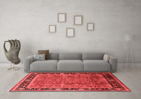 Machine Washable Oriental Red Industrial Rug, wshurb3053red