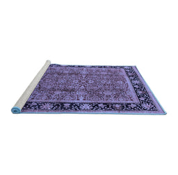 Sideview of Machine Washable Oriental Blue Industrial Rug, wshurb3053blu