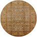 Round Mid-Century Modern Mahogany Brown Oriental Rug, urb3054