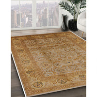 Mid-Century Modern Mahogany Brown Oriental Rug, urb3054