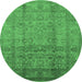 Round Oriental Emerald Green Industrial Rug, urb3054emgrn