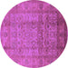 Round Machine Washable Oriental Purple Industrial Area Rugs, wshurb3054pur