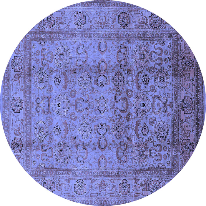 Round Oriental Blue Industrial Rug, urb3054blu