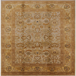 Square Mid-Century Modern Mahogany Brown Oriental Rug, urb3054