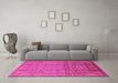 Machine Washable Oriental Pink Industrial Rug in a Living Room, wshurb3054pnk