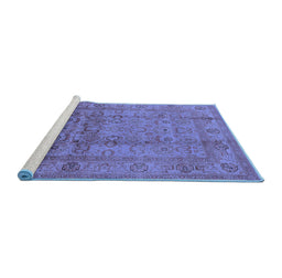 Sideview of Machine Washable Oriental Blue Industrial Rug, wshurb3054blu