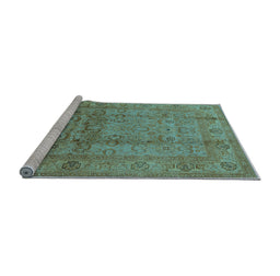 Sideview of Machine Washable Oriental Light Blue Industrial Rug, wshurb3054lblu