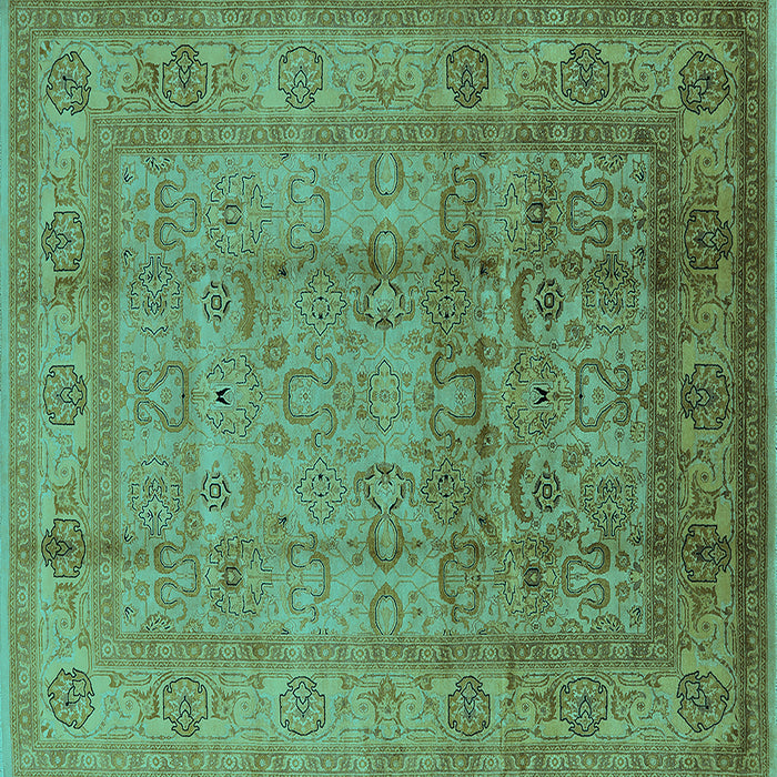 Square Machine Washable Oriental Turquoise Industrial Area Rugs, wshurb3054turq