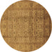 Round Oriental Brown Industrial Rug, urb3054brn