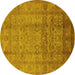 Round Oriental Yellow Industrial Rug, urb3054yw