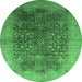 Round Oriental Emerald Green Industrial Rug, urb3055emgrn