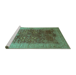 Sideview of Machine Washable Oriental Turquoise Industrial Area Rugs, wshurb3055turq