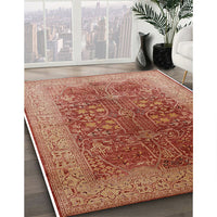 Mid-Century Modern Brown Sand Brown Oriental Rug, urb3055