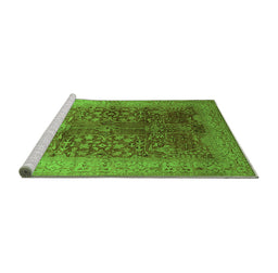 Sideview of Machine Washable Oriental Green Industrial Area Rugs, wshurb3055grn