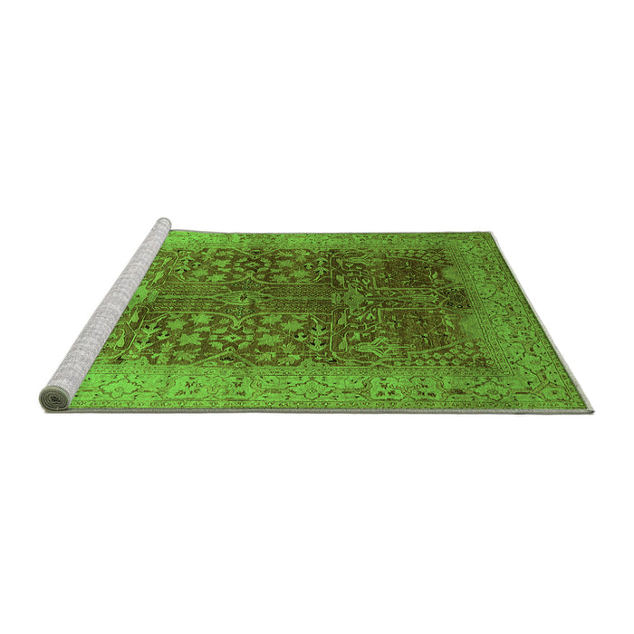 Sideview of Machine Washable Oriental Green Industrial Area Rugs, wshurb3055grn