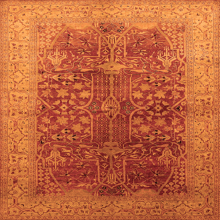 Square Oriental Orange Industrial Rug, urb3055org