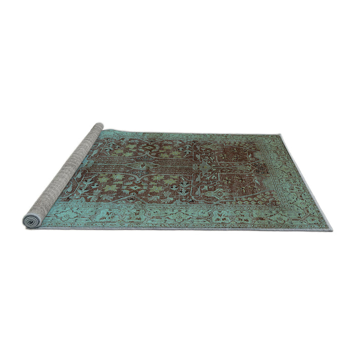 Sideview of Machine Washable Oriental Light Blue Industrial Rug, wshurb3055lblu