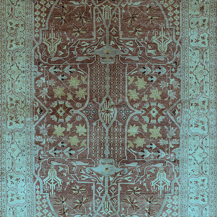 Machine Washable Oriental Light Blue Industrial Rug, wshurb3055lblu