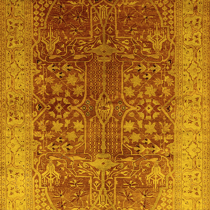 Machine Washable Oriental Yellow Industrial Rug, wshurb3055yw