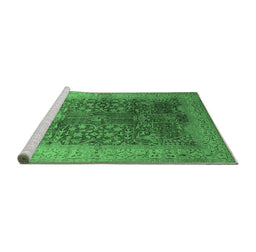 Sideview of Machine Washable Oriental Emerald Green Industrial Area Rugs, wshurb3055emgrn
