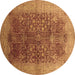 Round Oriental Brown Industrial Rug, urb3055brn