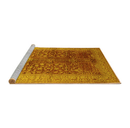 Sideview of Machine Washable Oriental Yellow Industrial Rug, wshurb3055yw