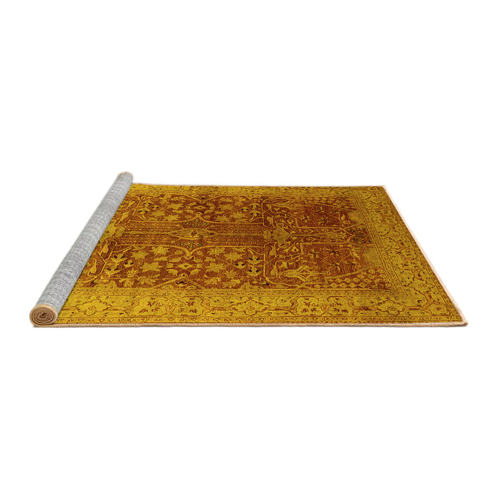 Sideview of Machine Washable Oriental Yellow Industrial Rug, wshurb3055yw