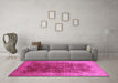 Machine Washable Oriental Pink Industrial Rug in a Living Room, wshurb3055pnk