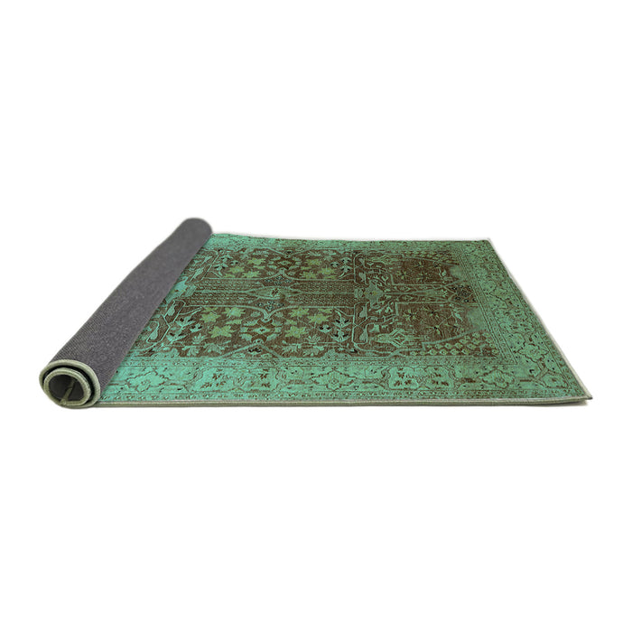 Sideview of Oriental Turquoise Industrial Rug, urb3055turq