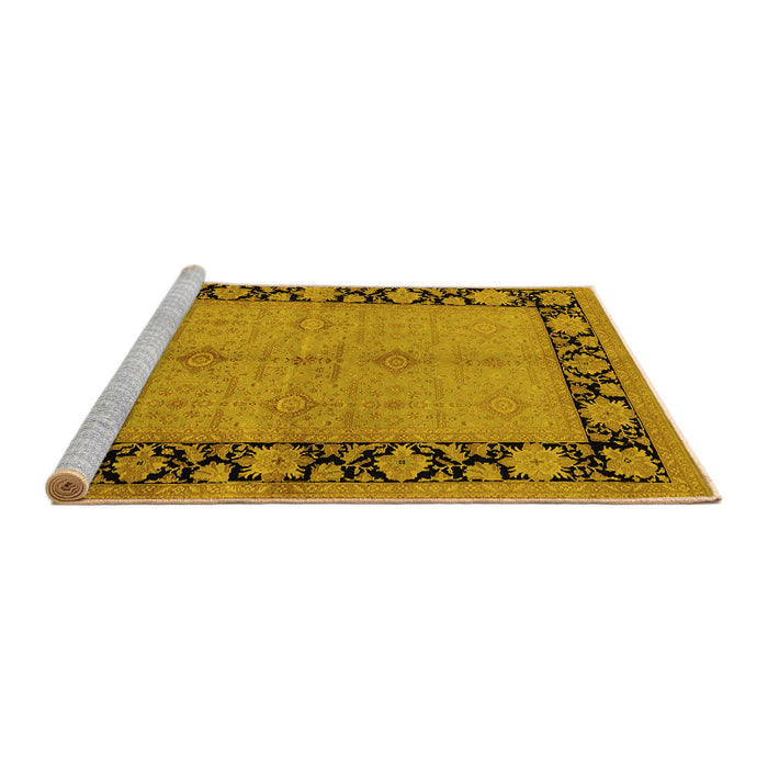 Sideview of Machine Washable Oriental Yellow Industrial Rug, wshurb3056yw