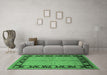 Machine Washable Oriental Emerald Green Industrial Area Rugs in a Living Room,, wshurb3056emgrn