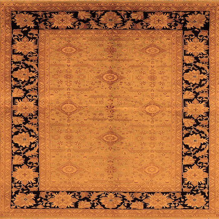 Square Machine Washable Oriental Orange Industrial Area Rugs, wshurb3056org