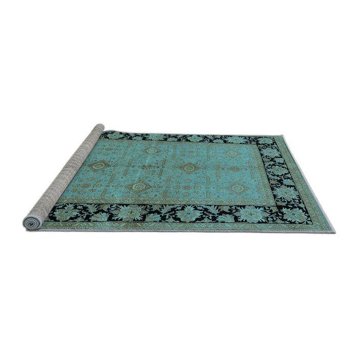 Sideview of Machine Washable Oriental Light Blue Industrial Rug, wshurb3056lblu