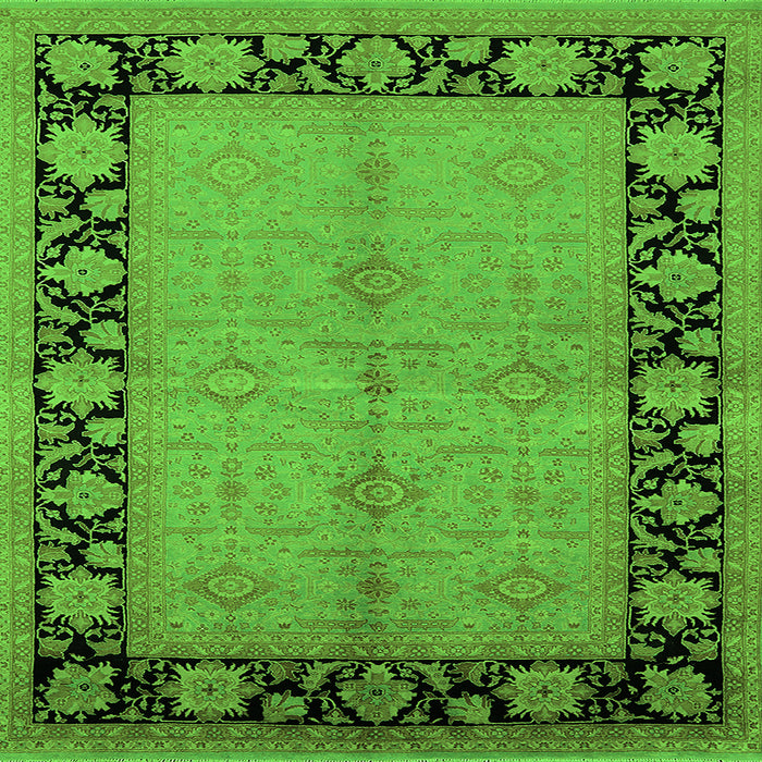 Square Machine Washable Oriental Green Industrial Area Rugs, wshurb3056grn