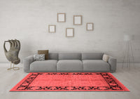 Machine Washable Oriental Red Industrial Rug, wshurb3056red