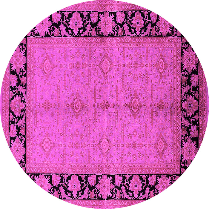 Round Machine Washable Oriental Pink Industrial Rug, wshurb3056pnk