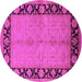 Round Machine Washable Oriental Pink Industrial Rug, wshurb3056pnk