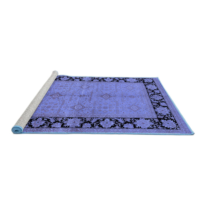 Sideview of Machine Washable Oriental Blue Industrial Rug, wshurb3056blu