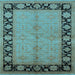 Square Machine Washable Oriental Light Blue Industrial Rug, wshurb3056lblu