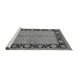 Sideview of Machine Washable Oriental Gray Industrial Rug, wshurb3056gry