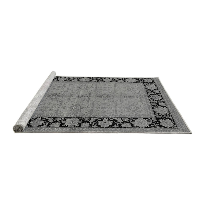 Sideview of Machine Washable Oriental Gray Industrial Rug, wshurb3056gry