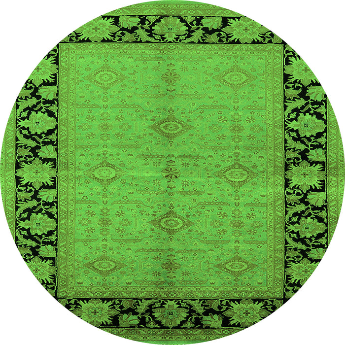 Round Oriental Green Industrial Rug, urb3056grn