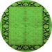 Round Oriental Green Industrial Rug, urb3056grn