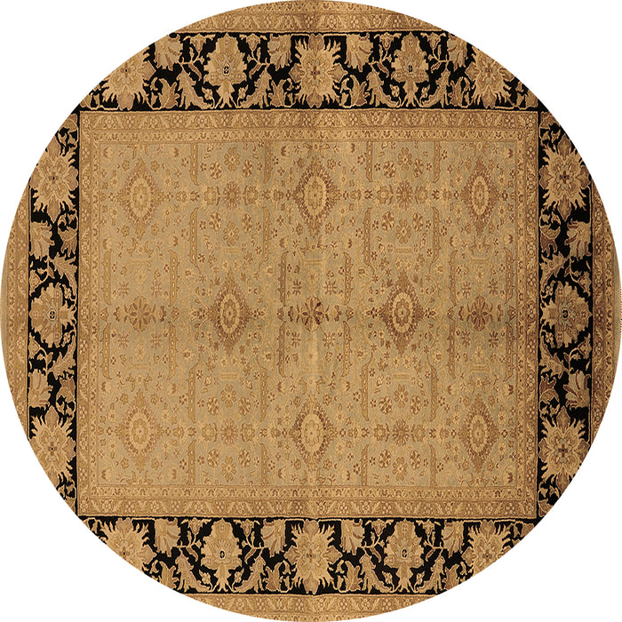 Round Oriental Brown Industrial Rug, urb3056brn