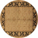 Round Oriental Brown Industrial Rug, urb3056brn