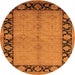 Round Machine Washable Oriental Orange Industrial Area Rugs, wshurb3056org